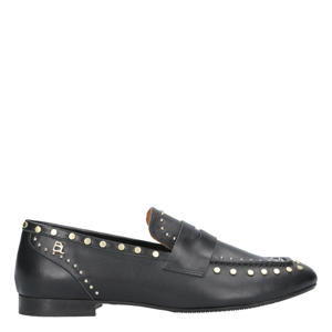 leren loafers met studs zwart