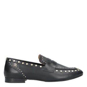 leren loafers met studs zwart
