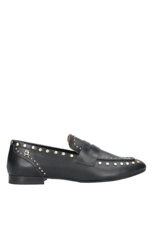 leren loafers met studs zwart