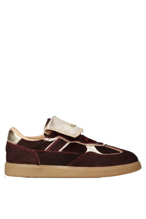 Ira-125m sneakers met ponyhair en leer bordeaux/goud