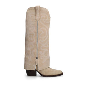   suède cowboylaarzen beige