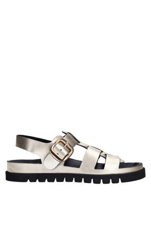 leren sandalen goud