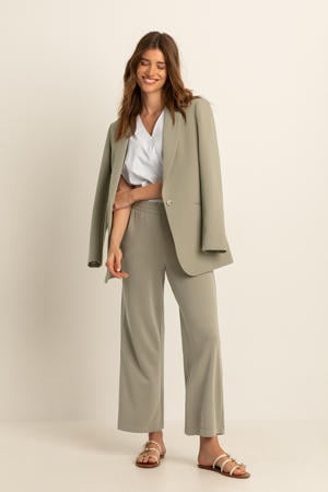 high waist casual broek grijsgroen