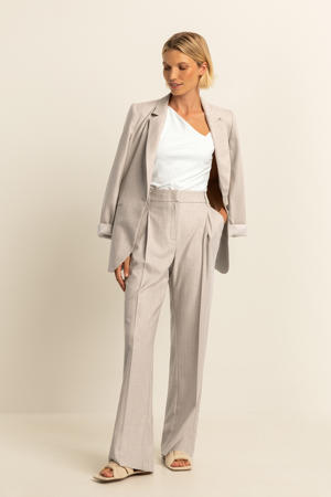 wide leg high waist pantalon beige