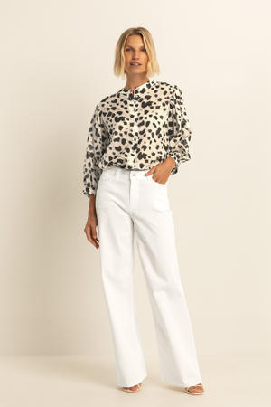 high waist wide leg jeans wit
