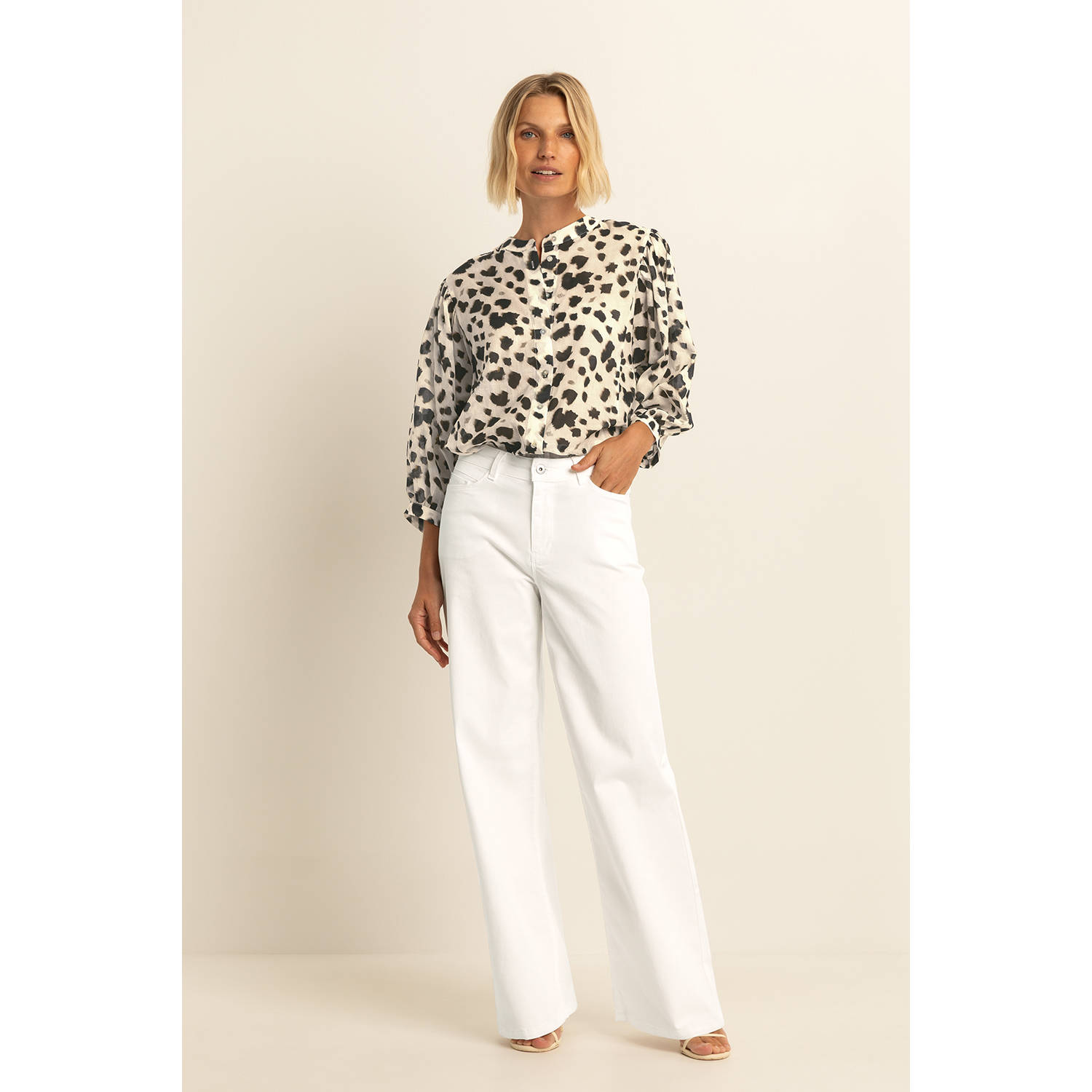Expresso high waist wide leg jeans wit