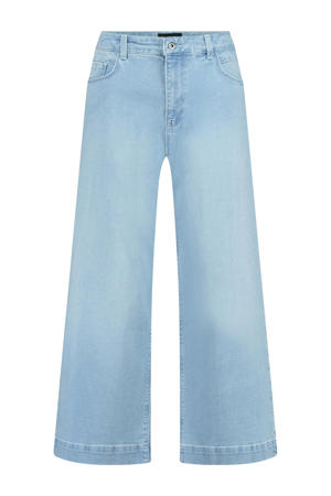 high waist cropped jeans light blue denim