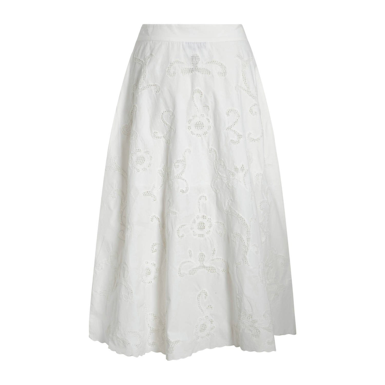 ROUGE EDIT midi rok broderie wit