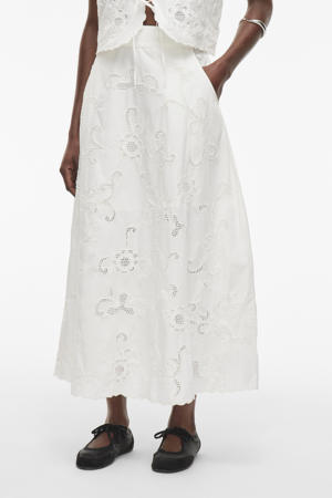 midi rok broderie wit