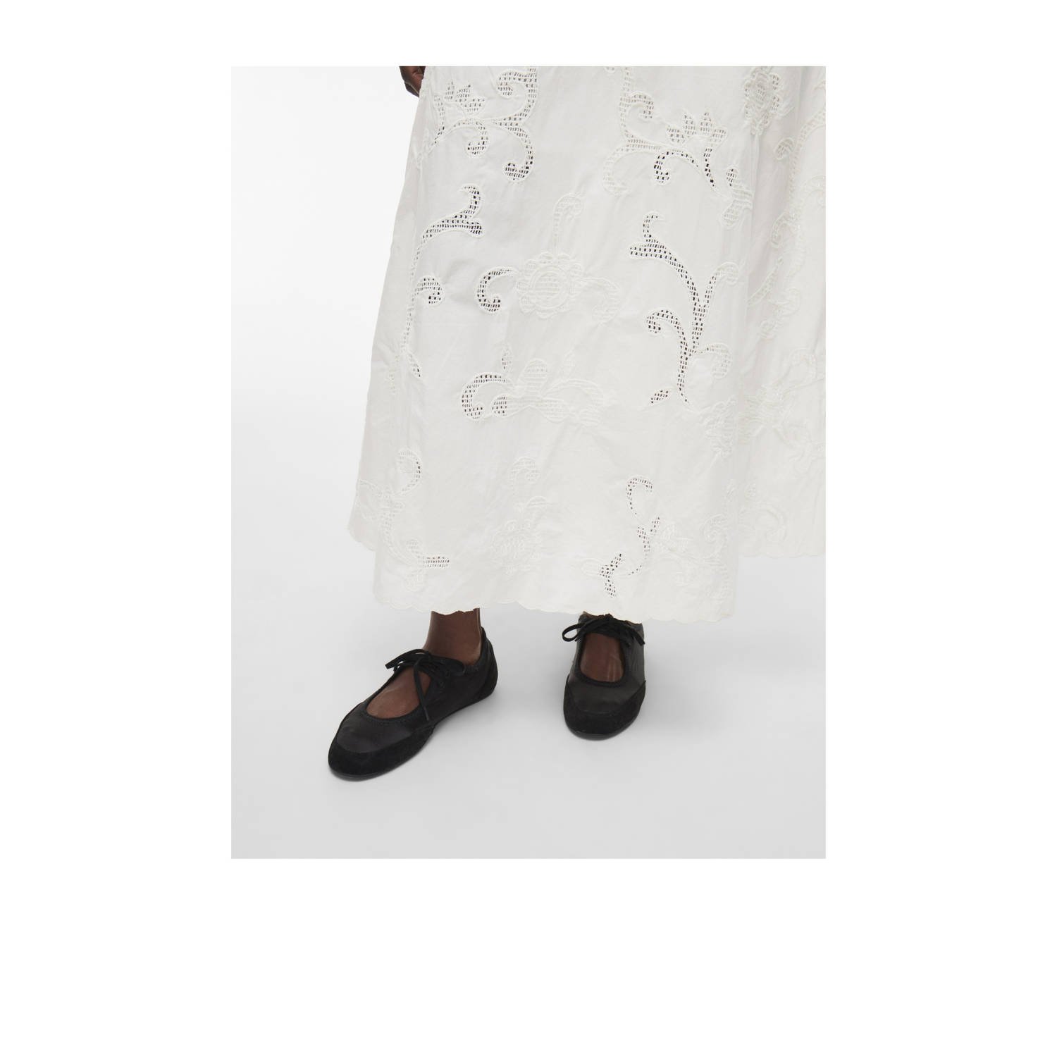ROUGE EDIT midi rok broderie wit