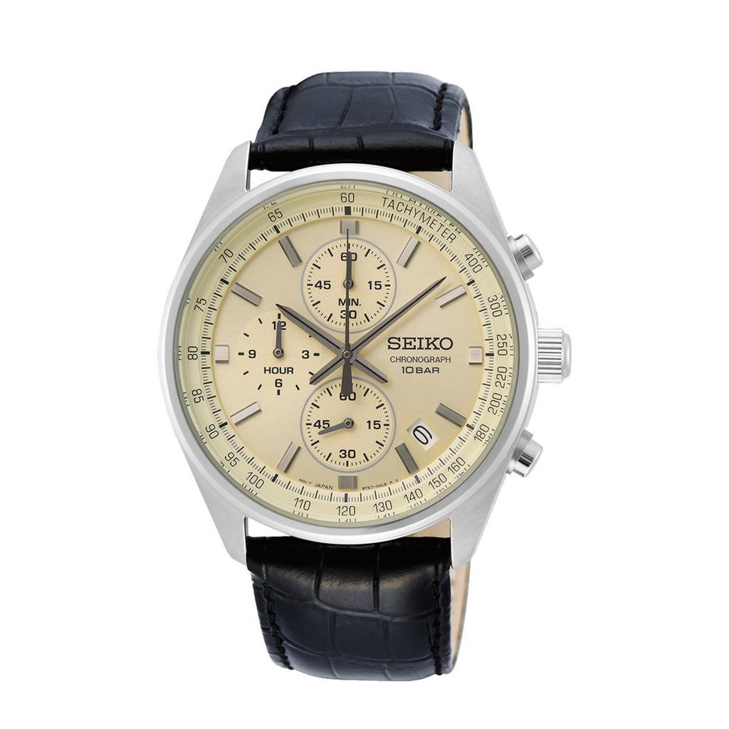 Seiko horloge SSB383P1 zwart/creme