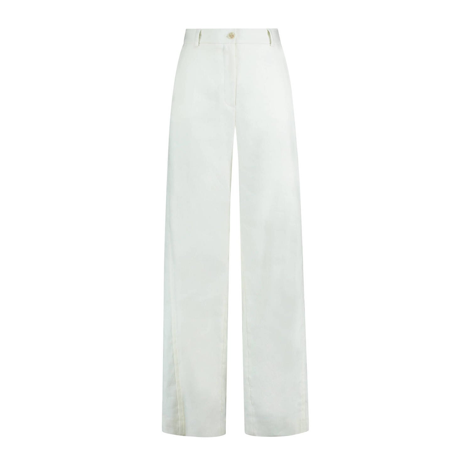 Claudia Sträter linnen flared high waist broek ecru