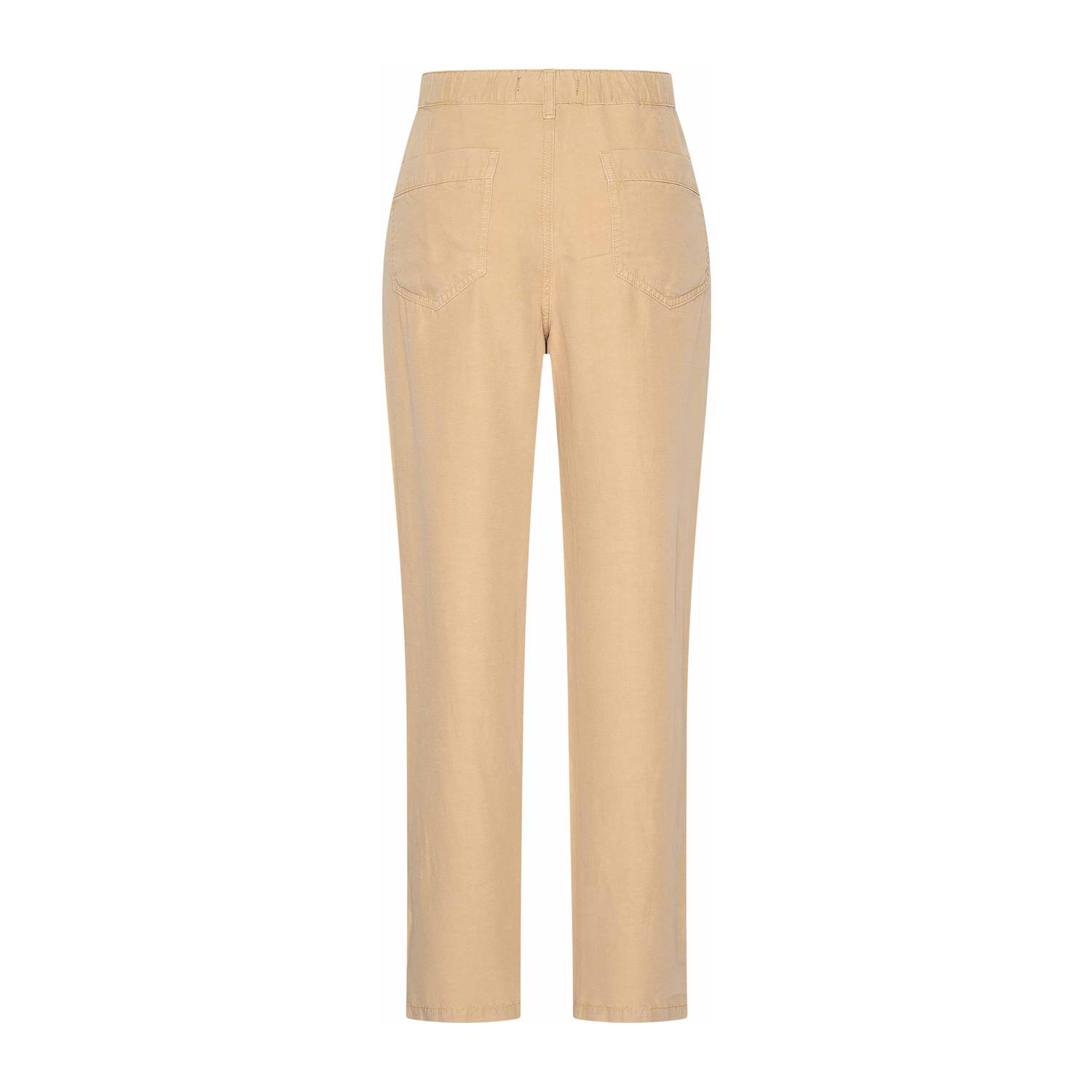 Claudia Sträter linnen slim high waist casual broek zand