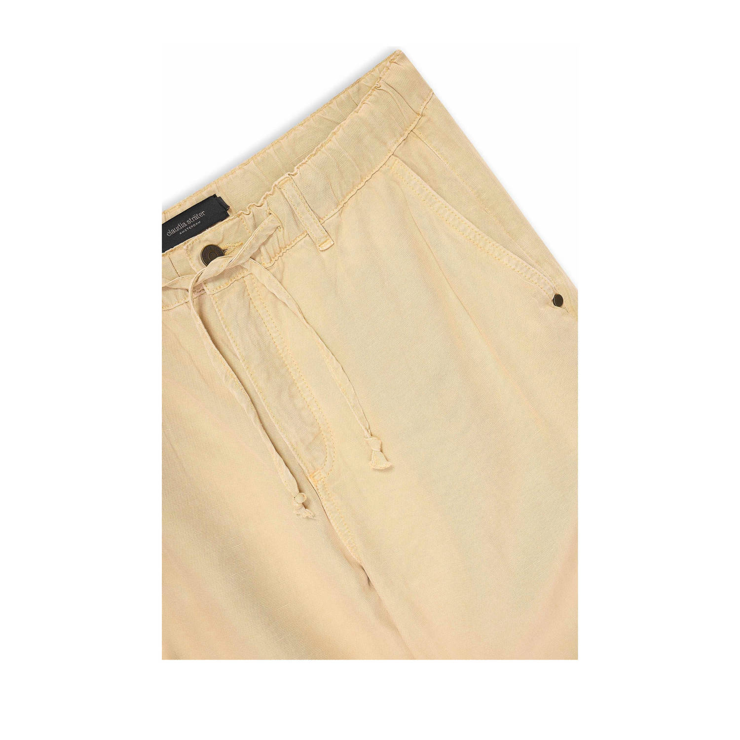 Claudia Sträter linnen slim high waist casual broek zand