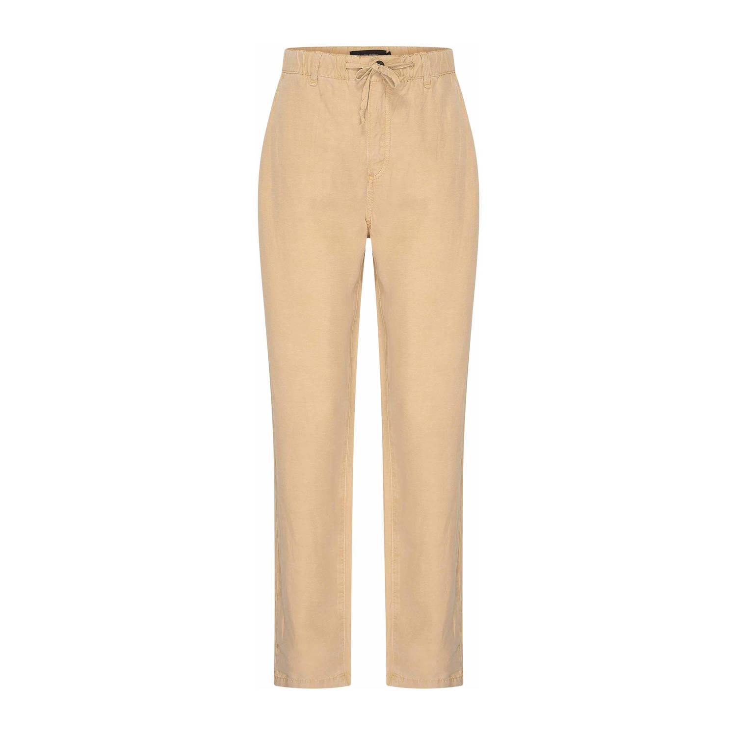 Claudia Sträter linnen slim high waist casual broek zand