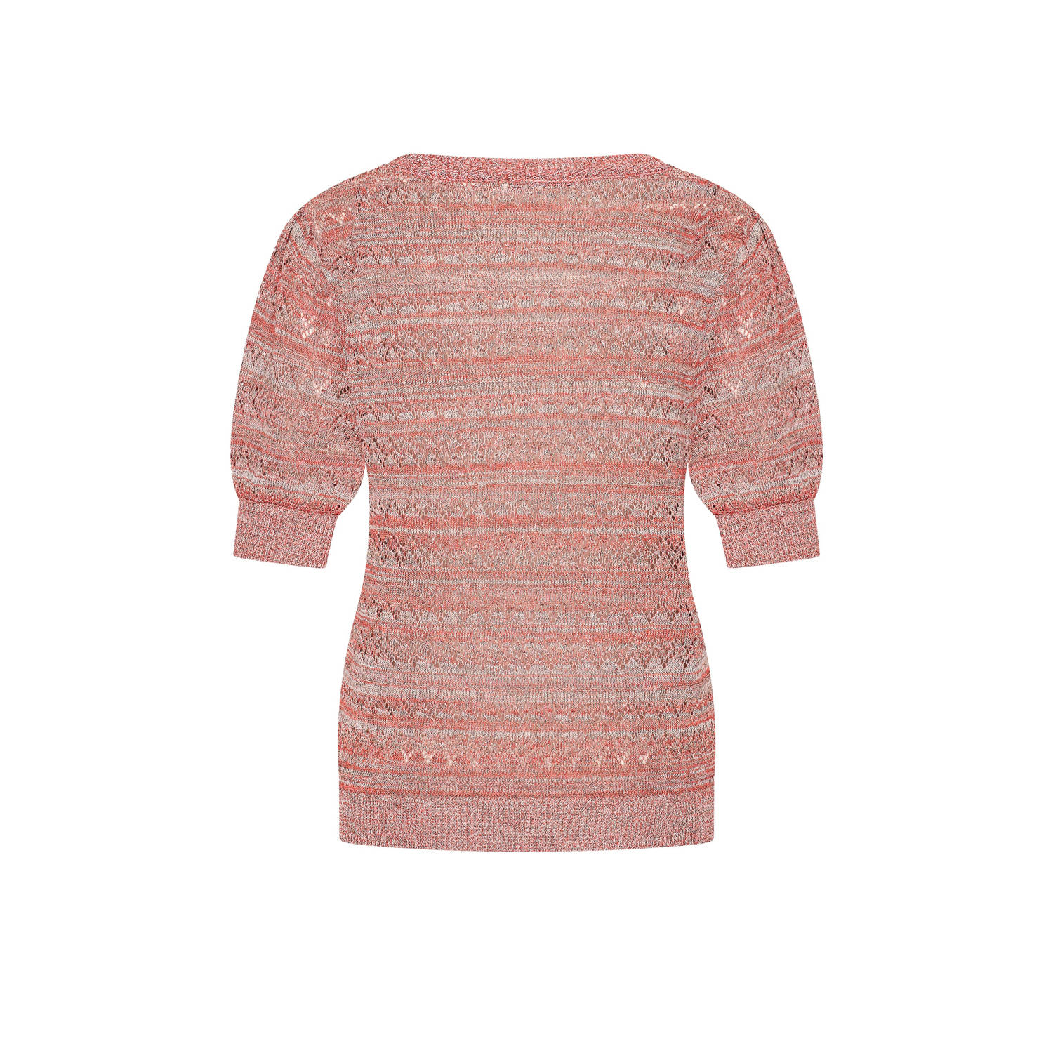 Expresso top koraalrood met lurex