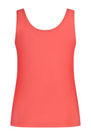 thumbnail: Koraalrode dames Expresso mouwloze top van viscose met effen en ronde hals