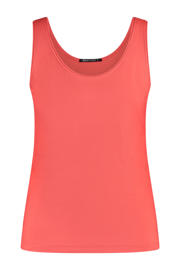 thumbnail: Koraalrode dames Expresso mouwloze top van viscose met effen en ronde hals
