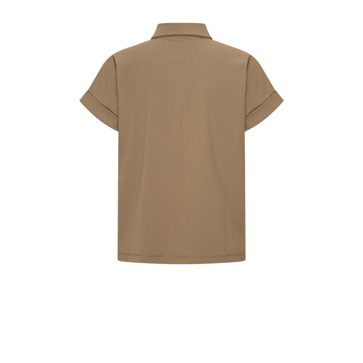 Expresso travelstof blouse lichtbruin