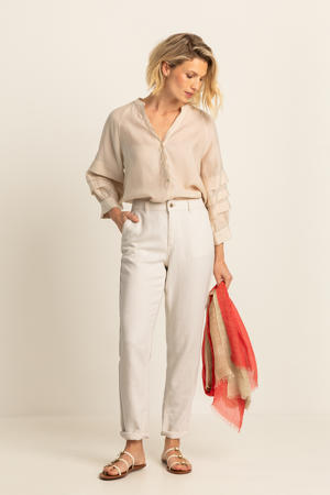 high waist slim fit jeans ecru