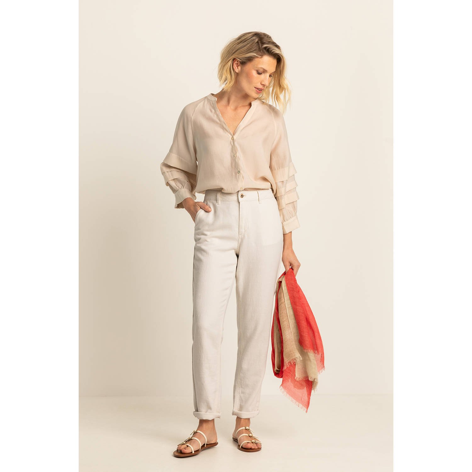 Expresso high waist slim fit jeans ecru