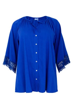 blouse blauw broderie