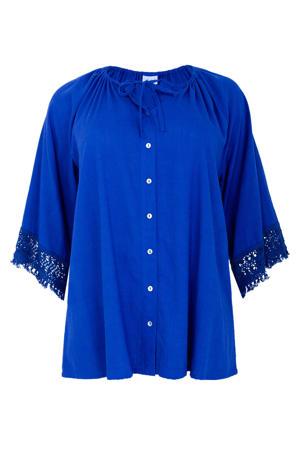 blouse blauw broderie