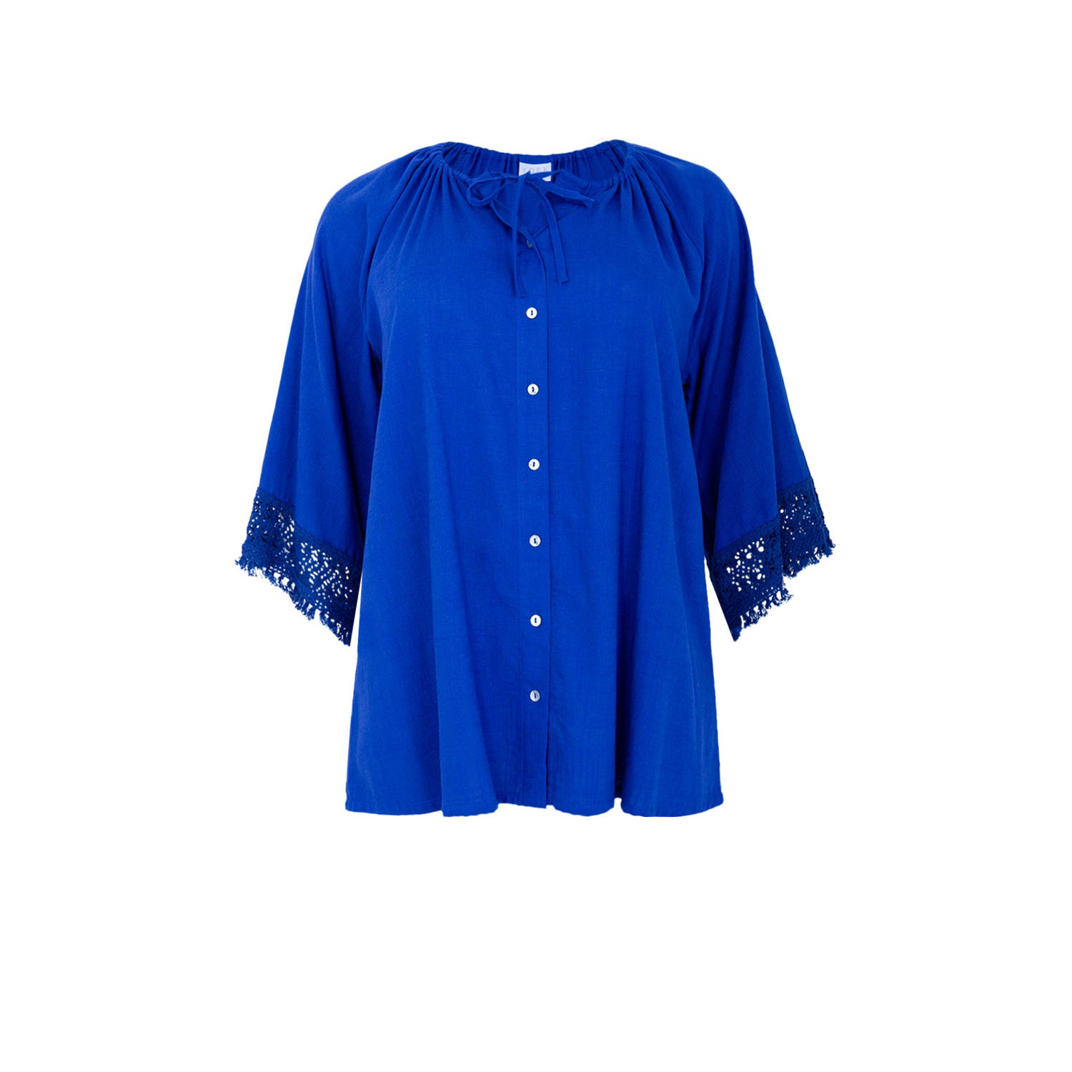 YOEK blouse blauw broderie