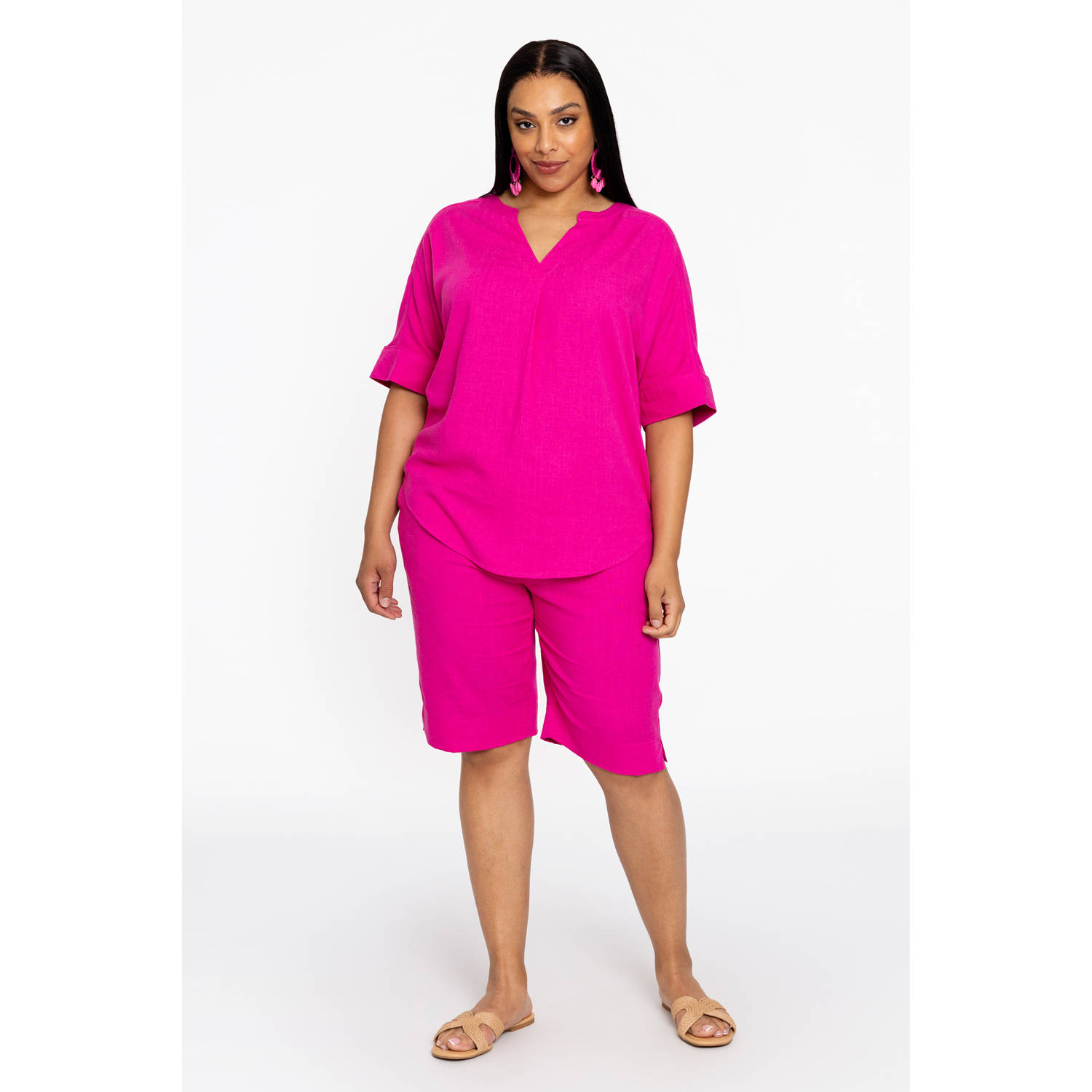 YOEK straight high waist bermuda short roze