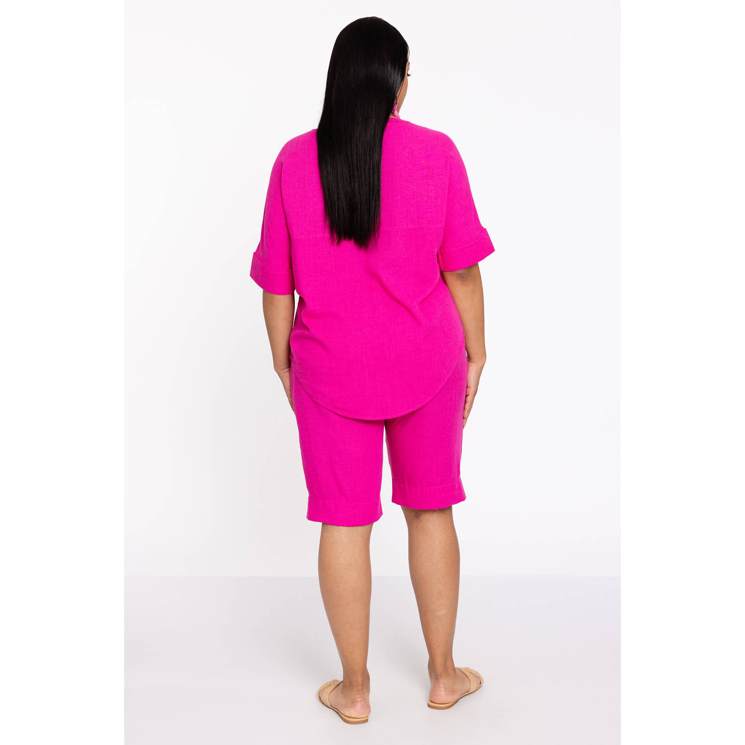 YOEK straight high waist bermuda short roze