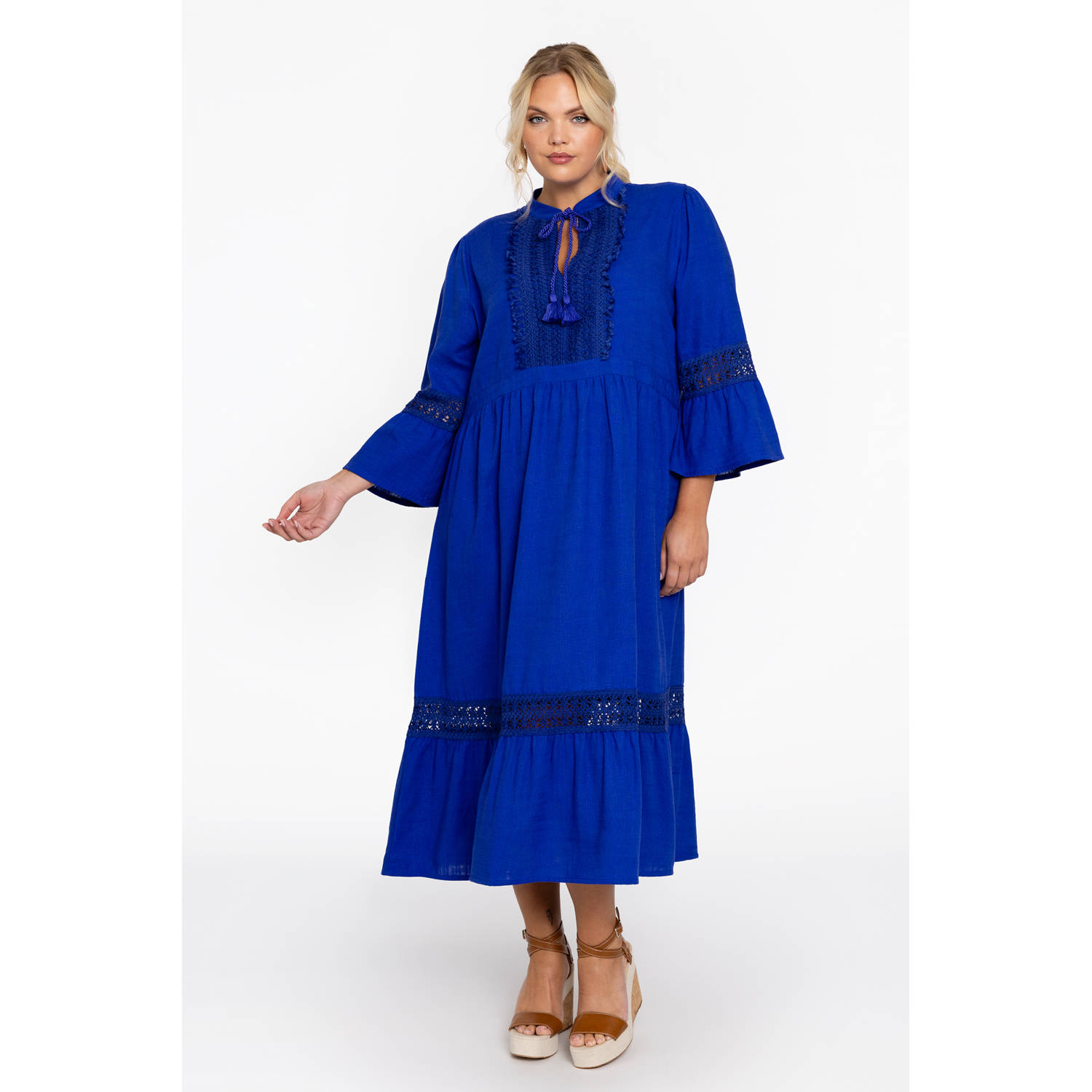 YOEK A-lijn jurk blauw