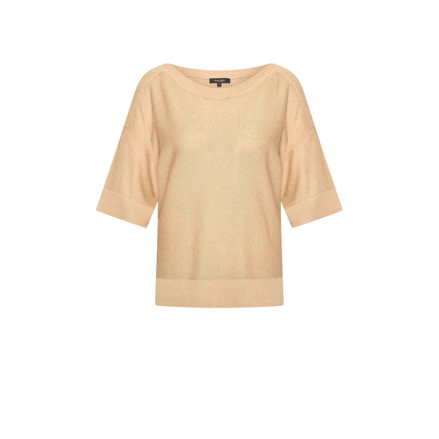Claudia Sträter gebreide trui beige met lurex