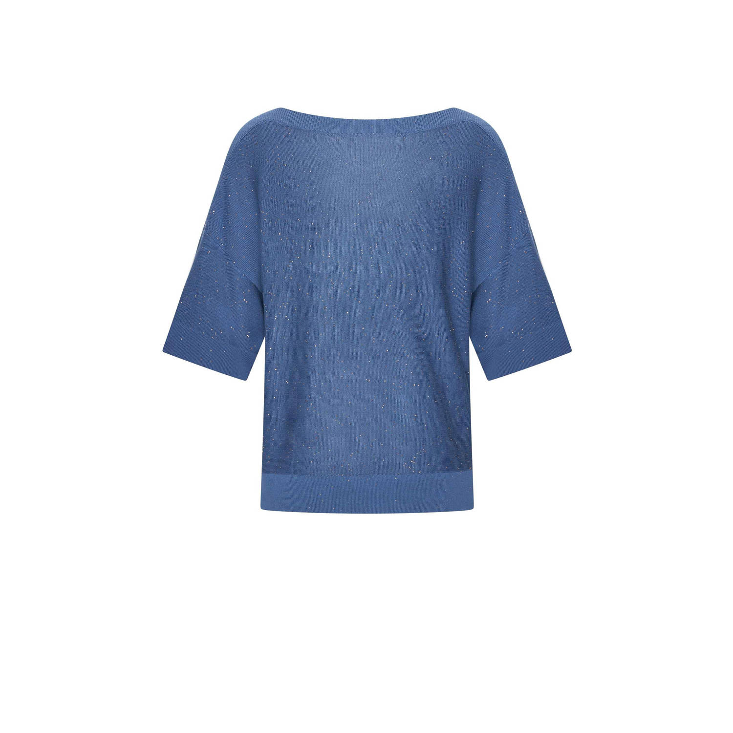 Claudia Sträter gebreide trui blauw met lurex