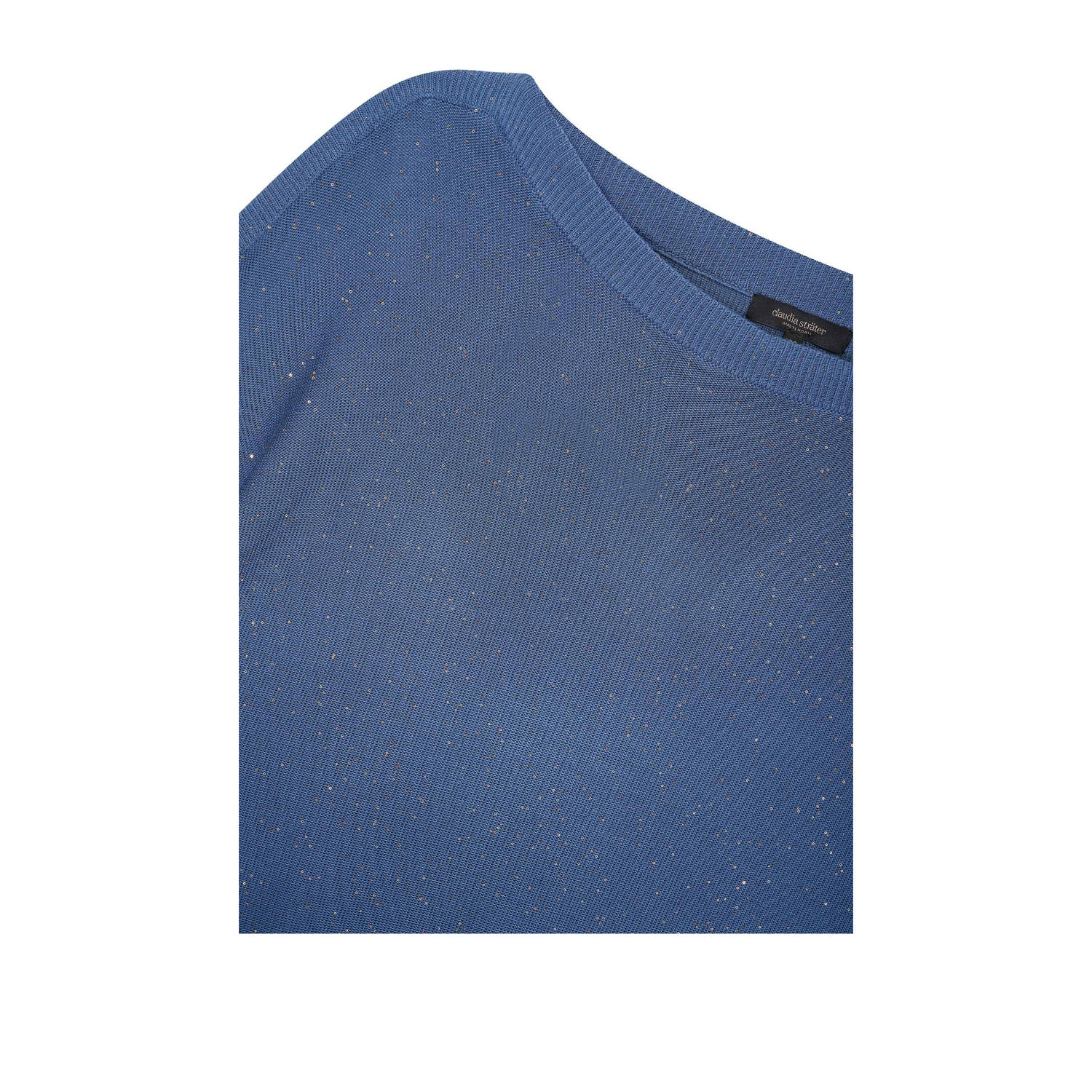 Claudia Sträter gebreide trui blauw met lurex