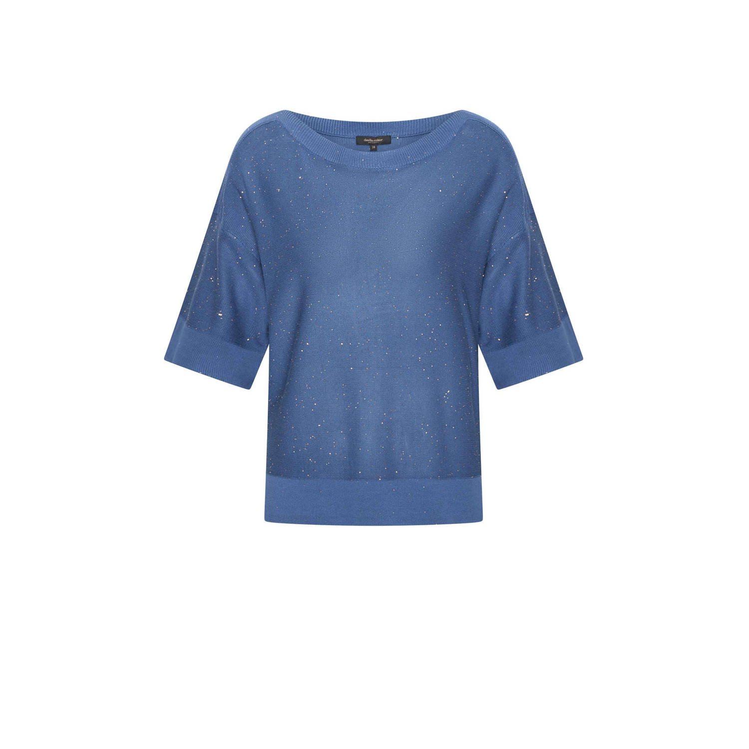 Claudia Sträter gebreide trui blauw met lurex