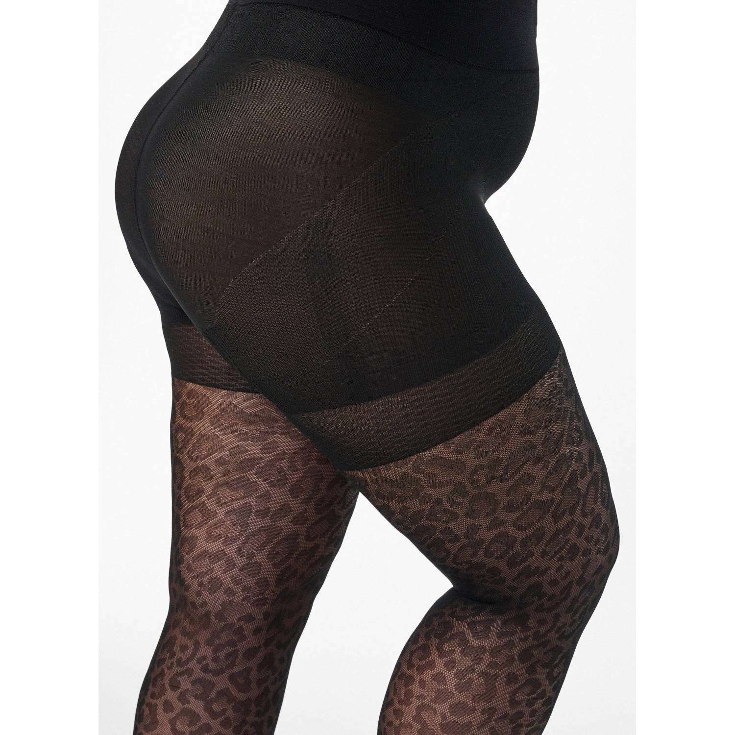 Zizzi panty met panterprint 50 denier zwart