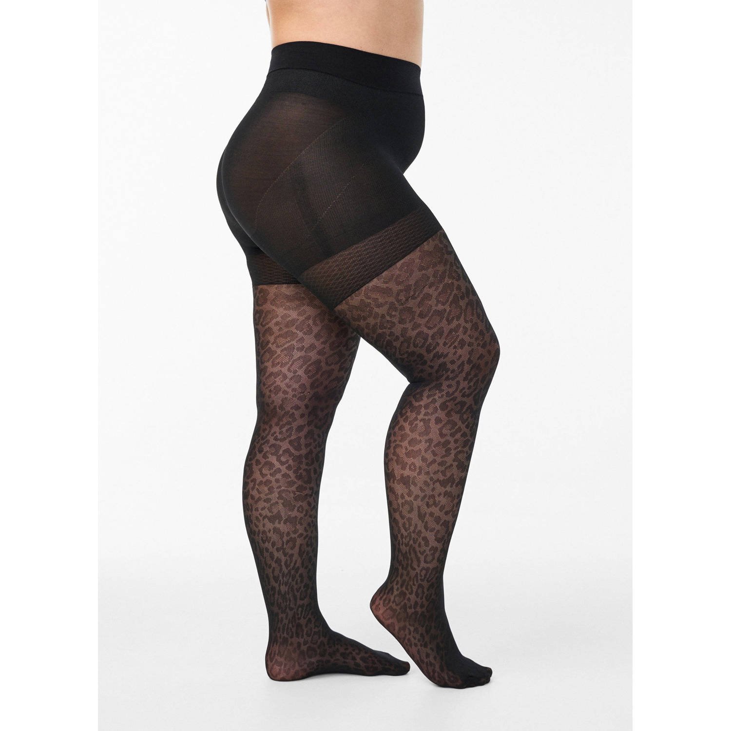 Zizzi panty met panterprint 50 denier zwart