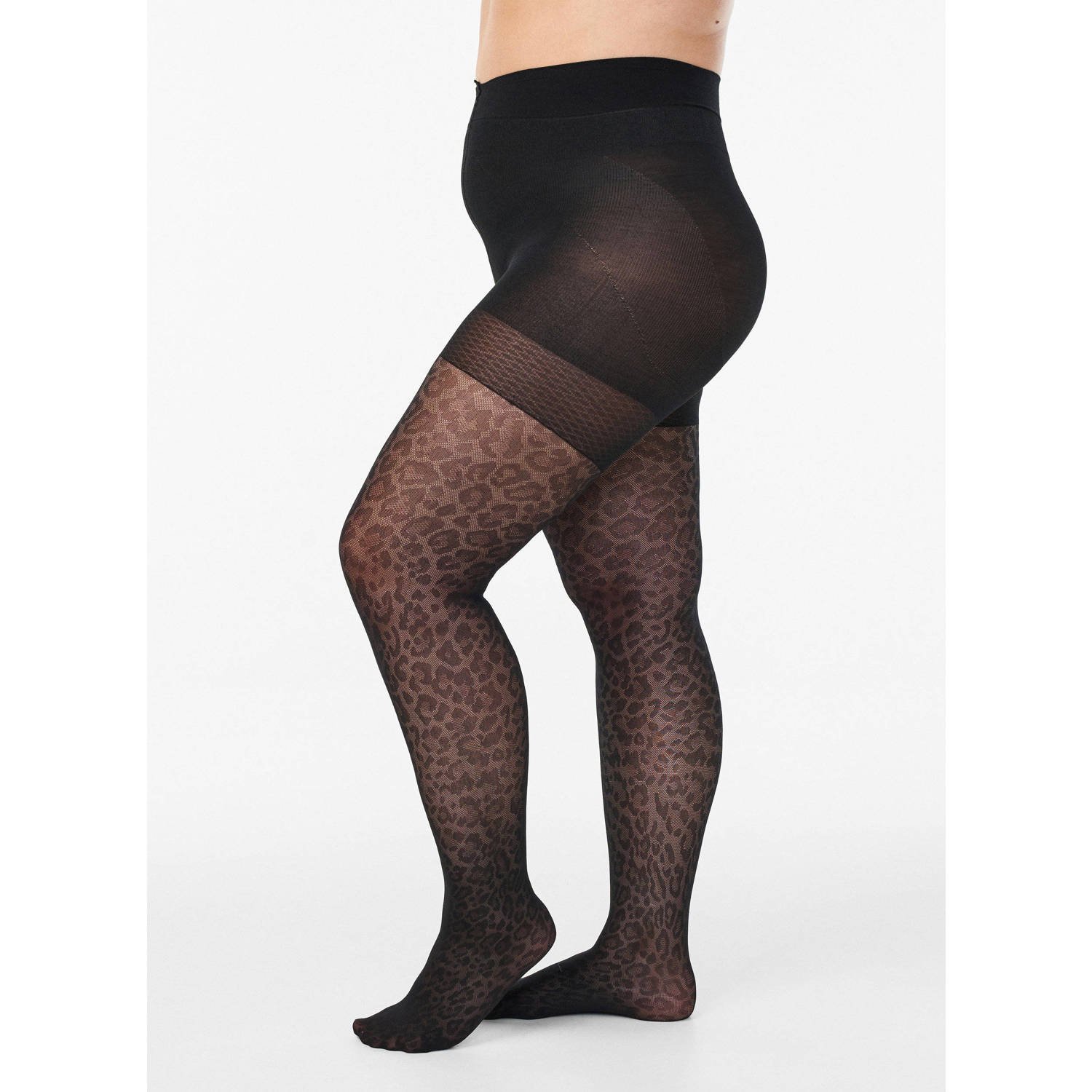 Zizzi panty met panterprint 50 denier zwart