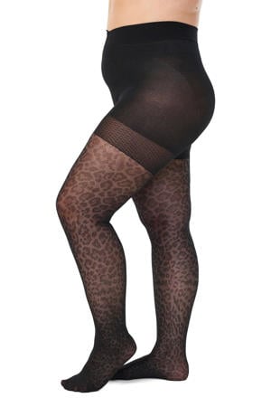 panty met panterprint 50 denier zwart