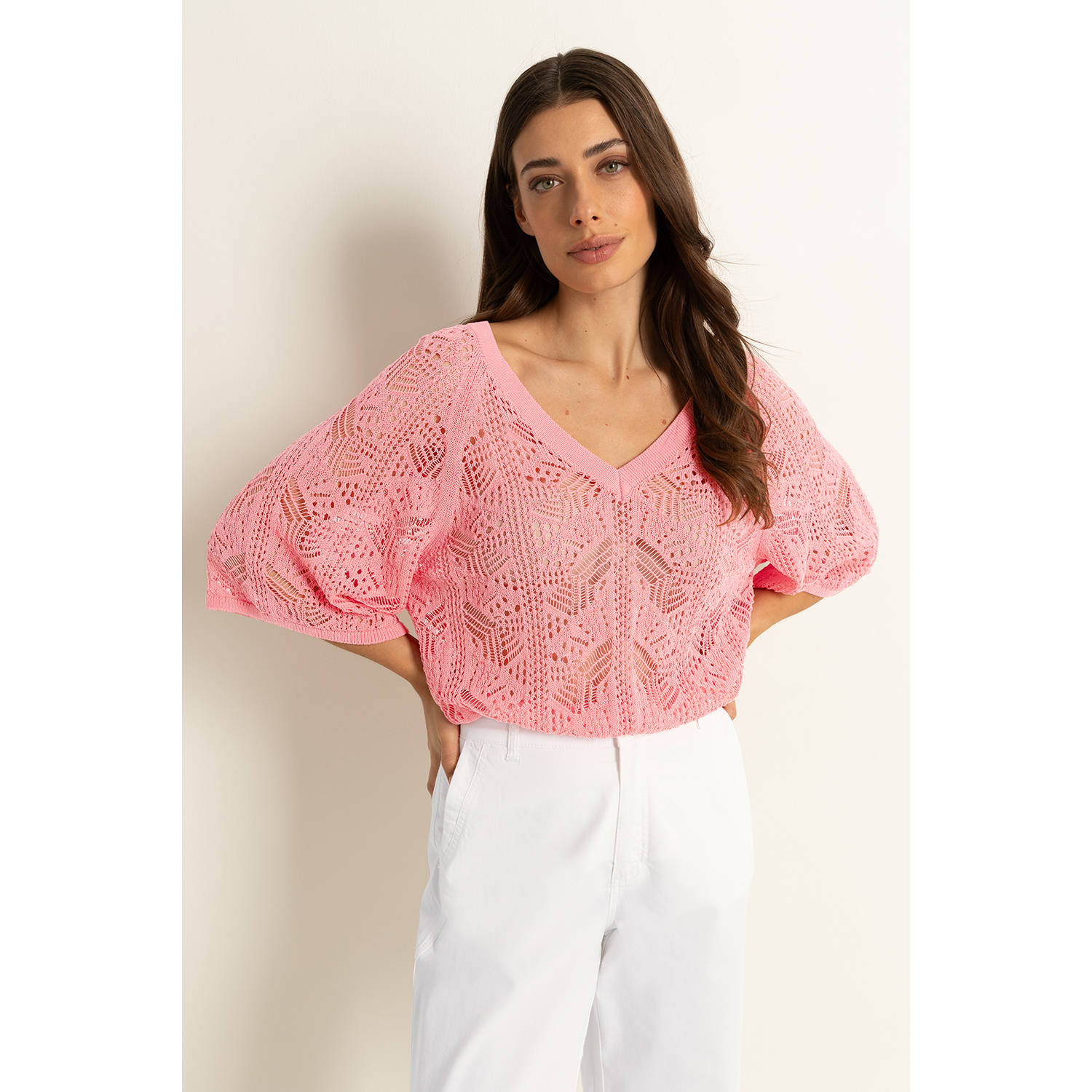 Claudia Sträter gebreide trui zalm crochet