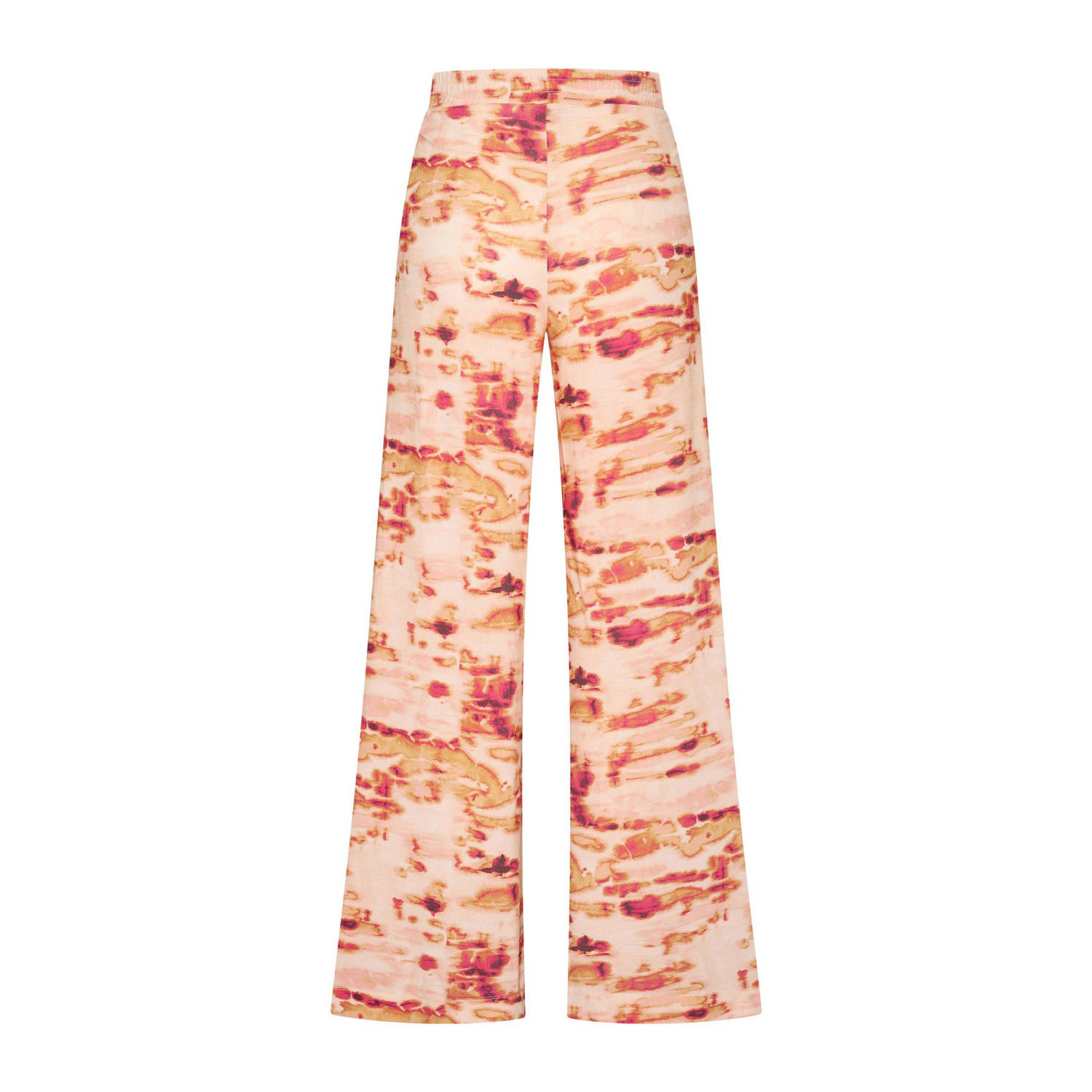 Claudia Sträter wide leg high waist casual broek zalm fijn gebreid