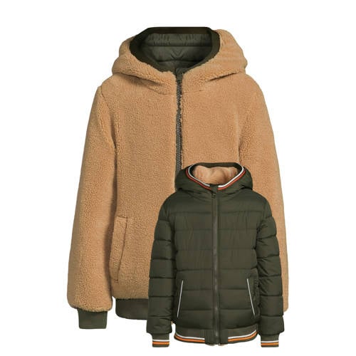anytime korte gewatteerde reversible jas khaki afbeelding