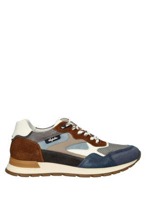 Tiago leren sneakers cognac/blauw