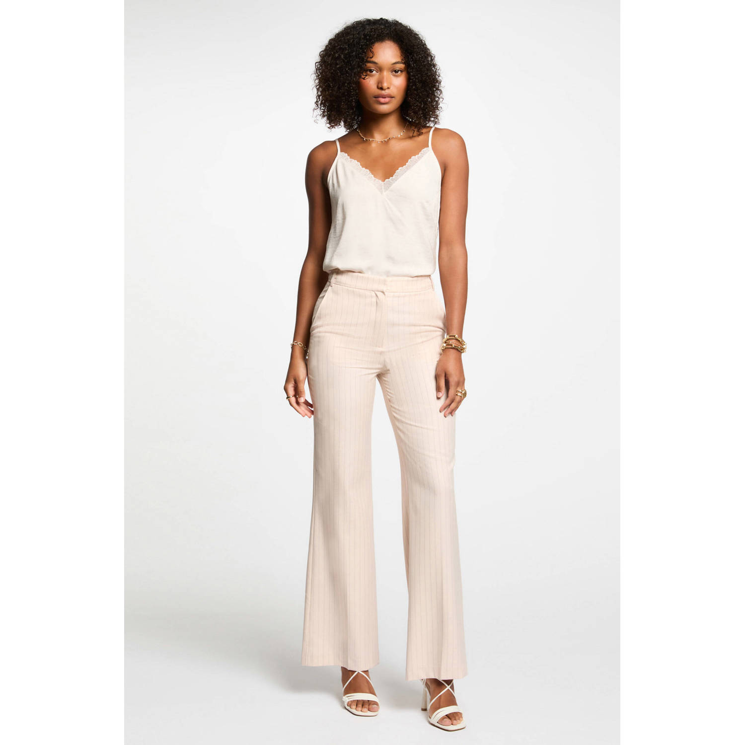 Morgan straight high waist pantalon lichtroze