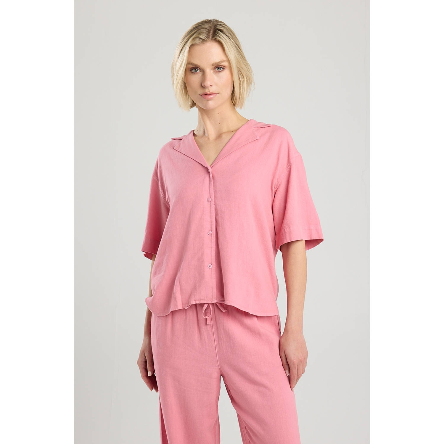 America Today linnen blouse roze