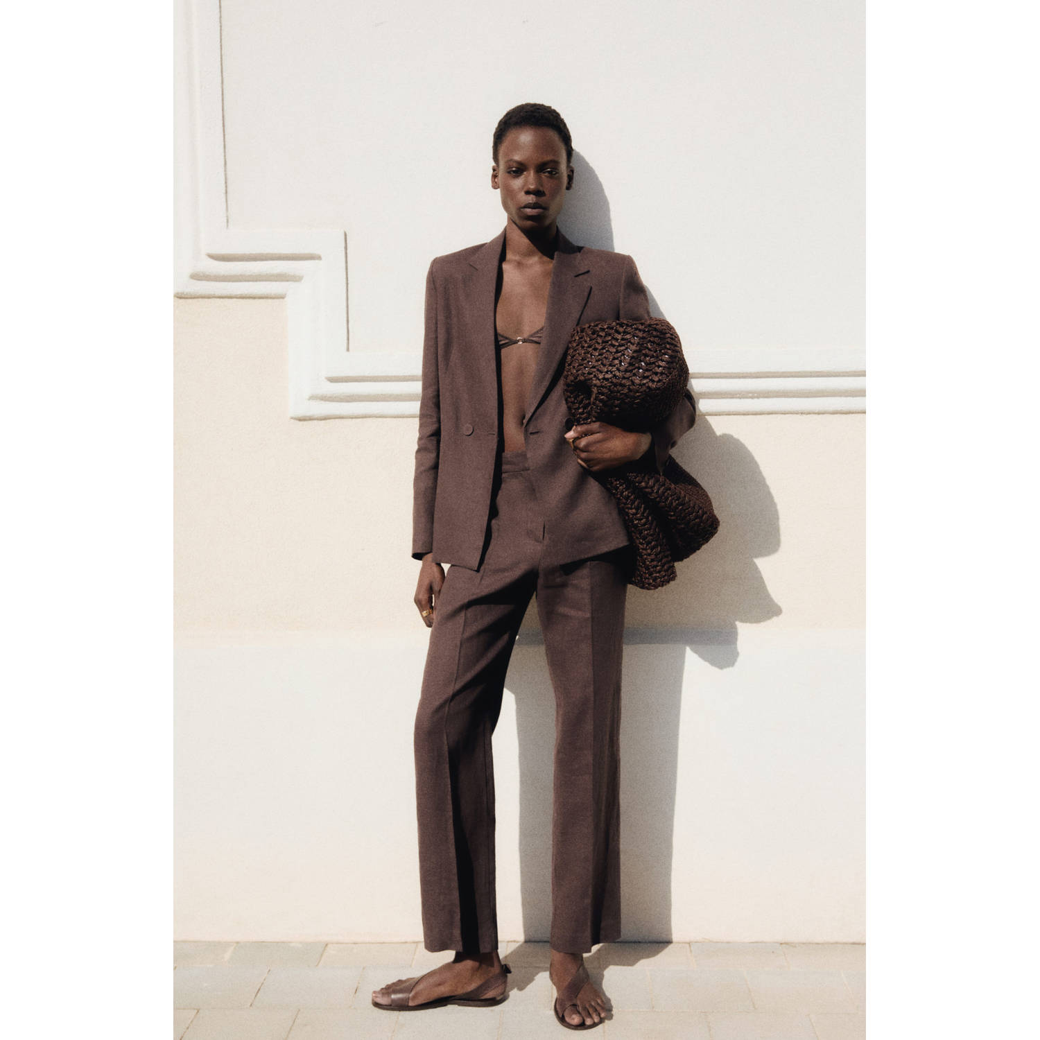 Mango regular blazer donkerbruin