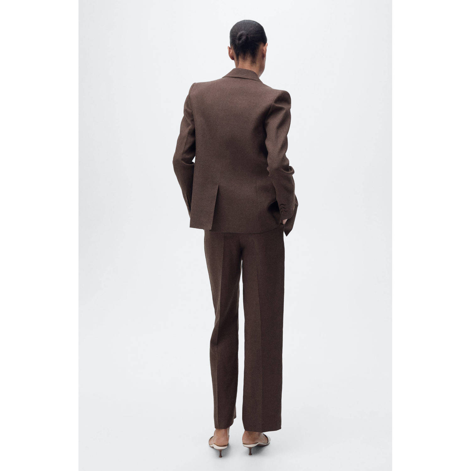 Mango straight high waist pantalon bruin