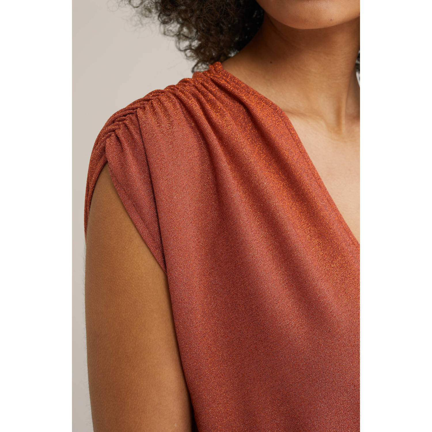 WE Fashion A-lijn jurk met lurex oranje