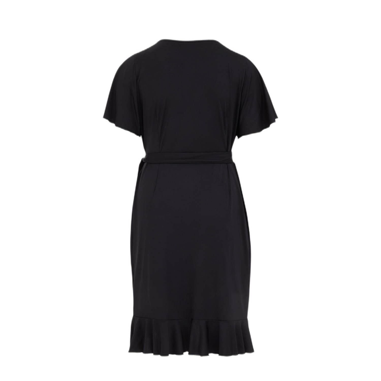 WE Fashion Curve wikkel- overslagjurk zwart