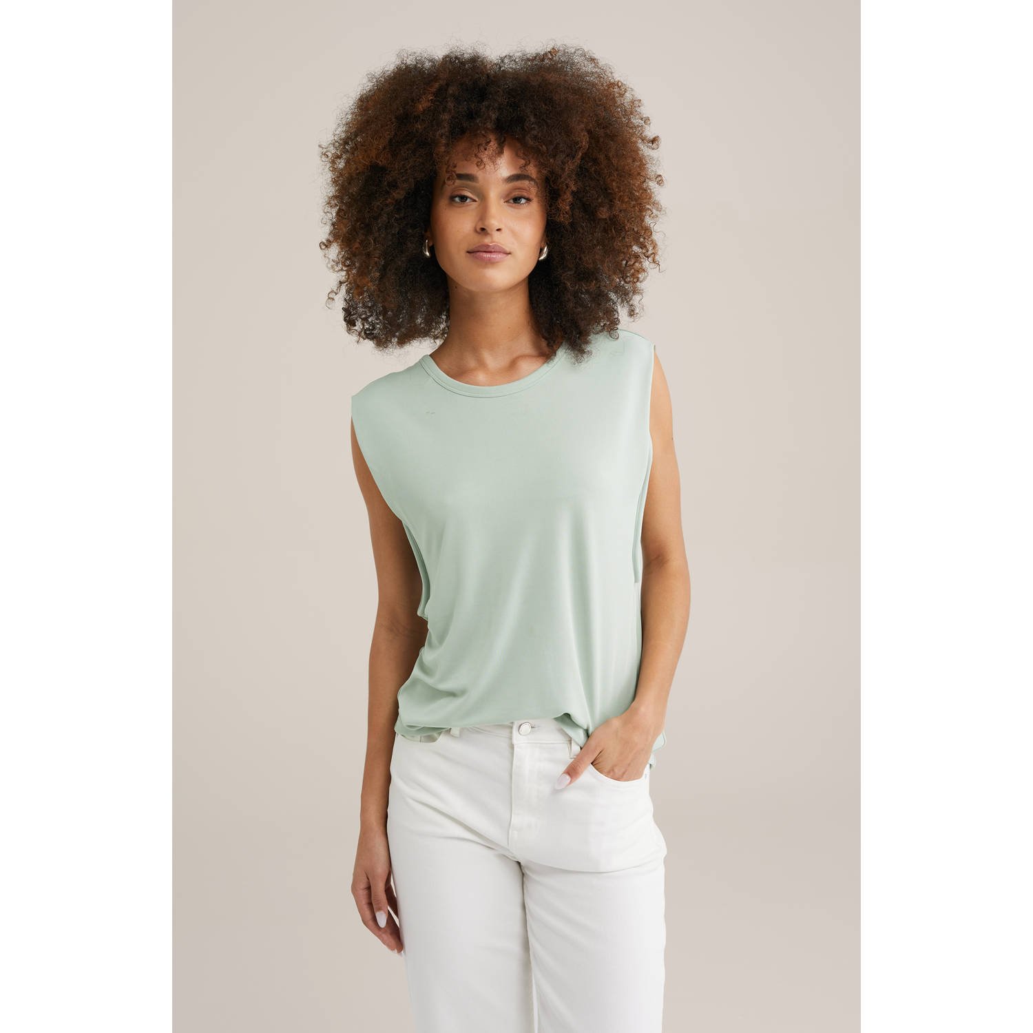 WE Fashion mouwloze top mintgroen